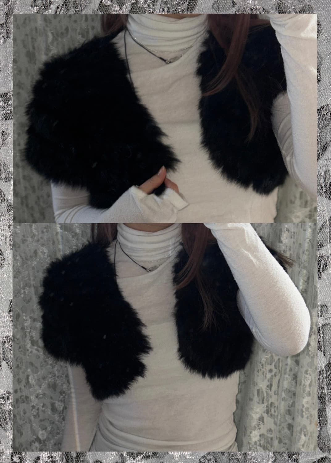 Black fur bolero cardigan 상품이미지4