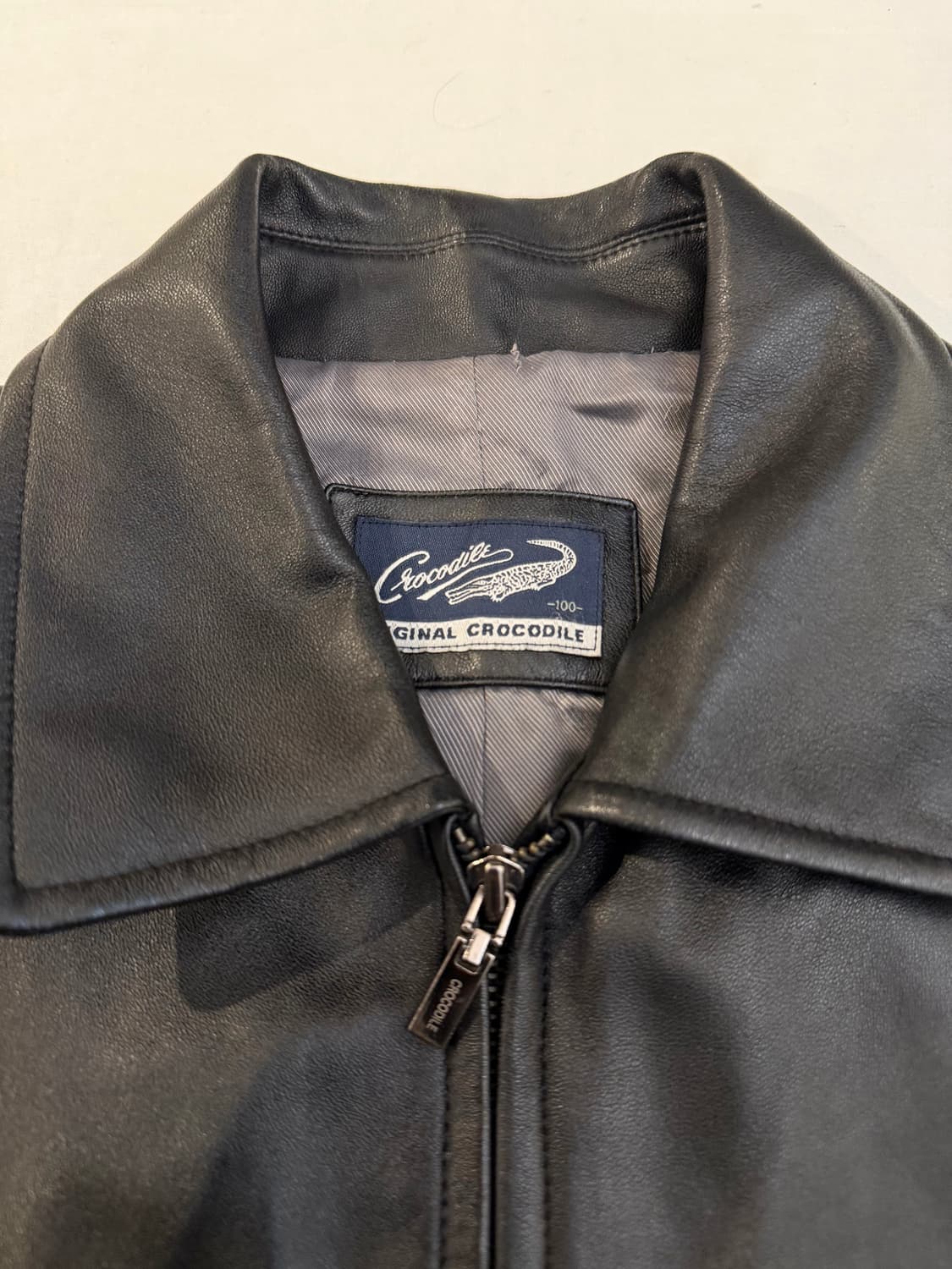 00s 크로커다일 램스킨 양가죽 싱글 라이더 가죽자켓 블랙 상품이미지5