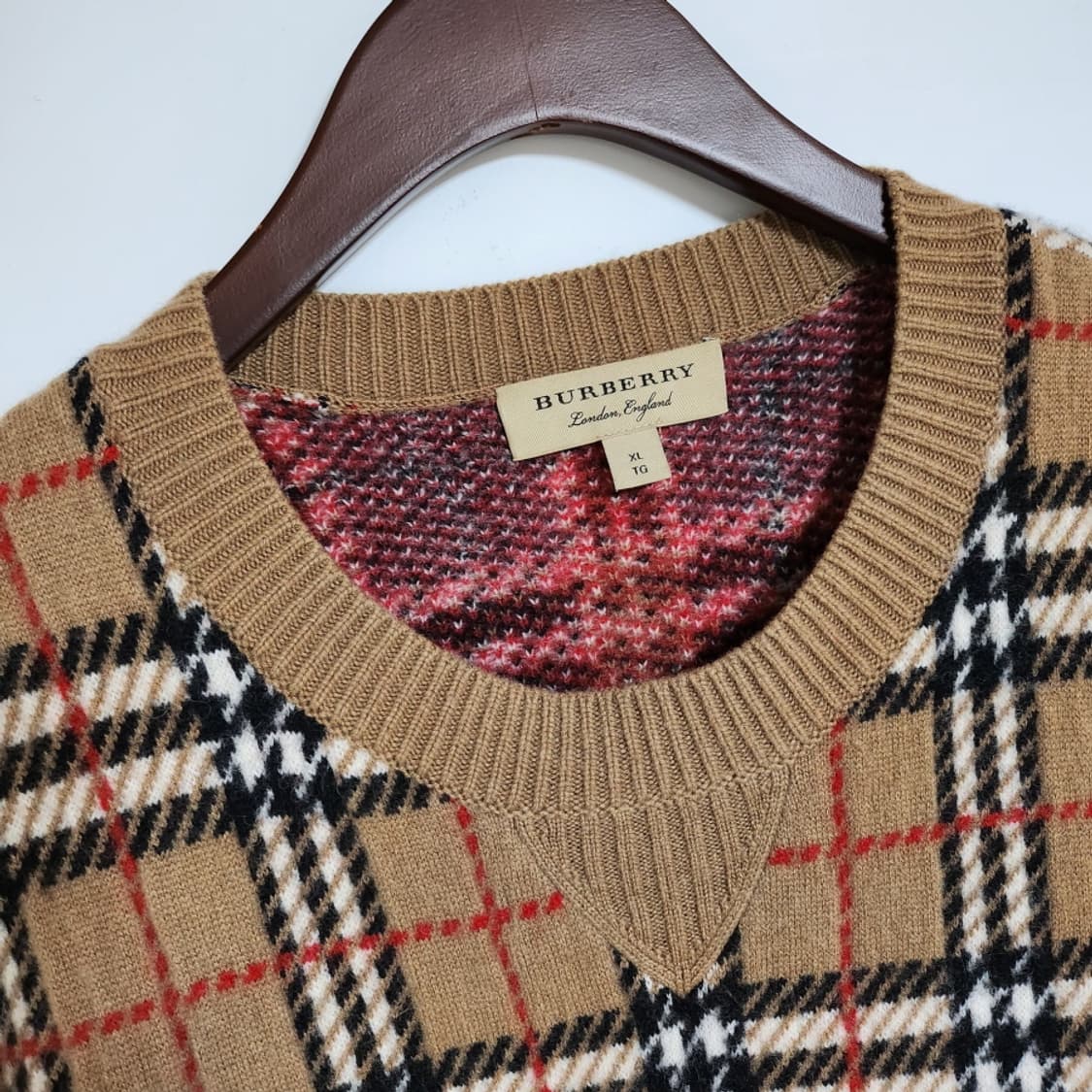 [XL] 버버리 체크 캐시미어 남성 니트 8005117 상품이미지2
