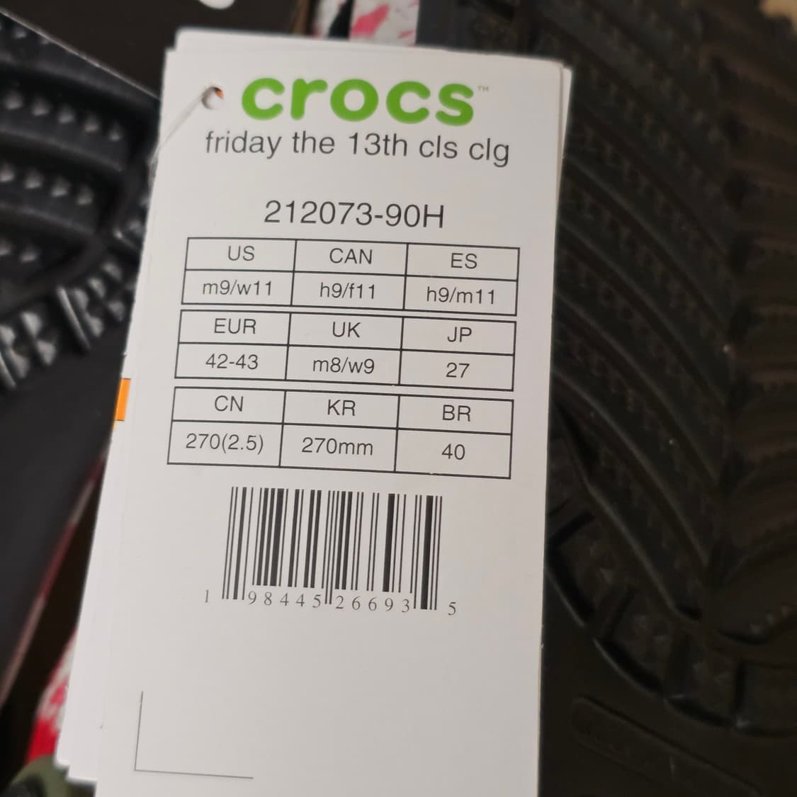 270 새제품) 크록스 X 13일의 금요일 클로그 슬리퍼 샌들 할로윈 상품이미지6