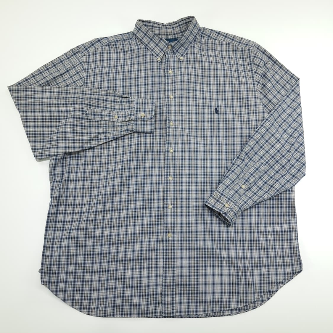 CN875 2XLT 폴로 랄프로렌 아이스블루 타탄체크 플란넬 셔츠 남방 상품이미지2