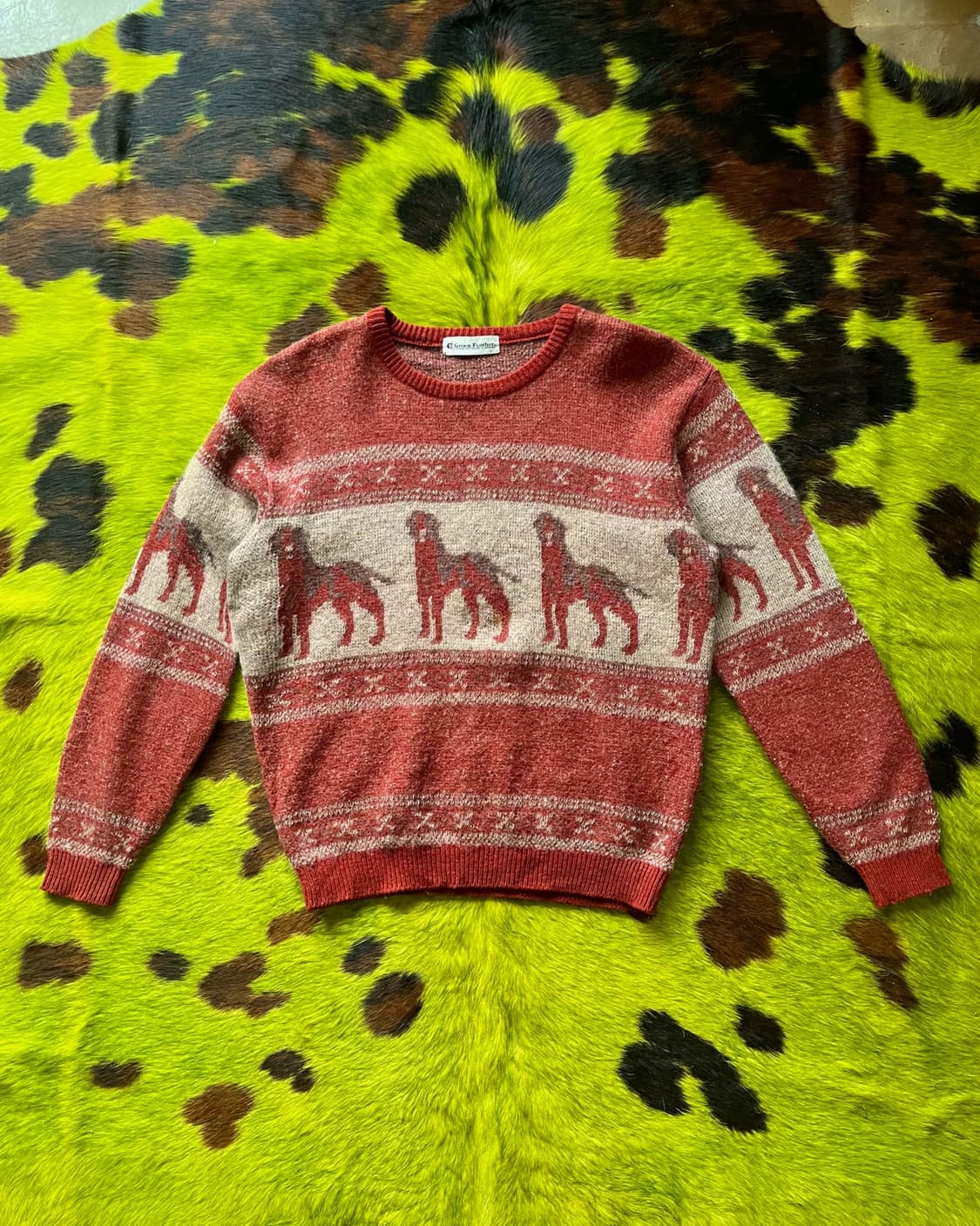 90-00s Green Feather Wool Knit Sweather 상품이미지4