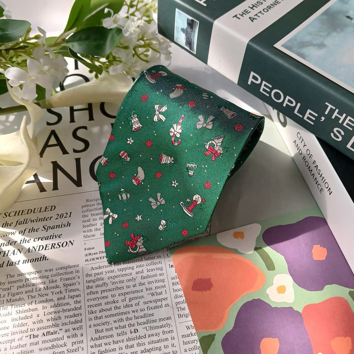 모스키노 자카드 크리스마스 패턴 넥타이 9.6cm A+등급 E789
 상품이미지4