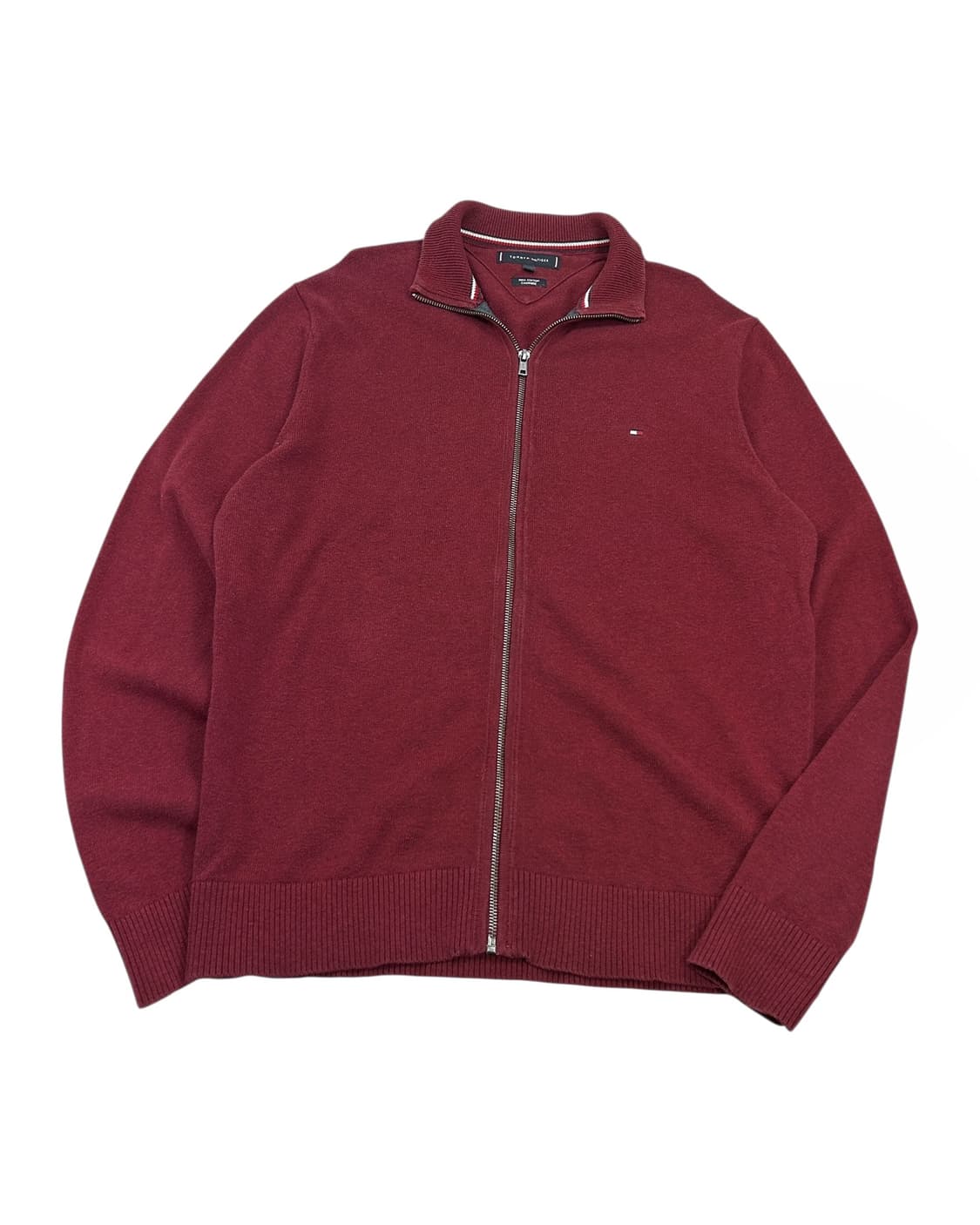 타미힐피거 플래그로고 니트집업 버건디 상품이미지1