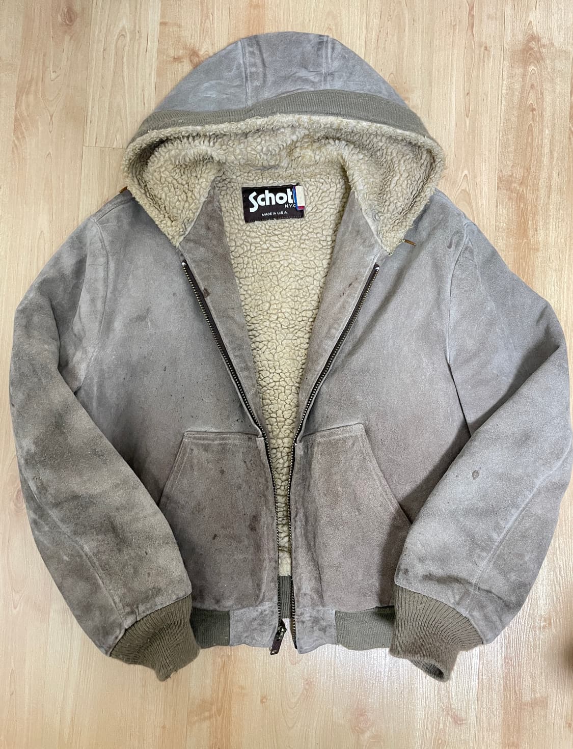 Schott 레더 후디 자켓 상품이미지1