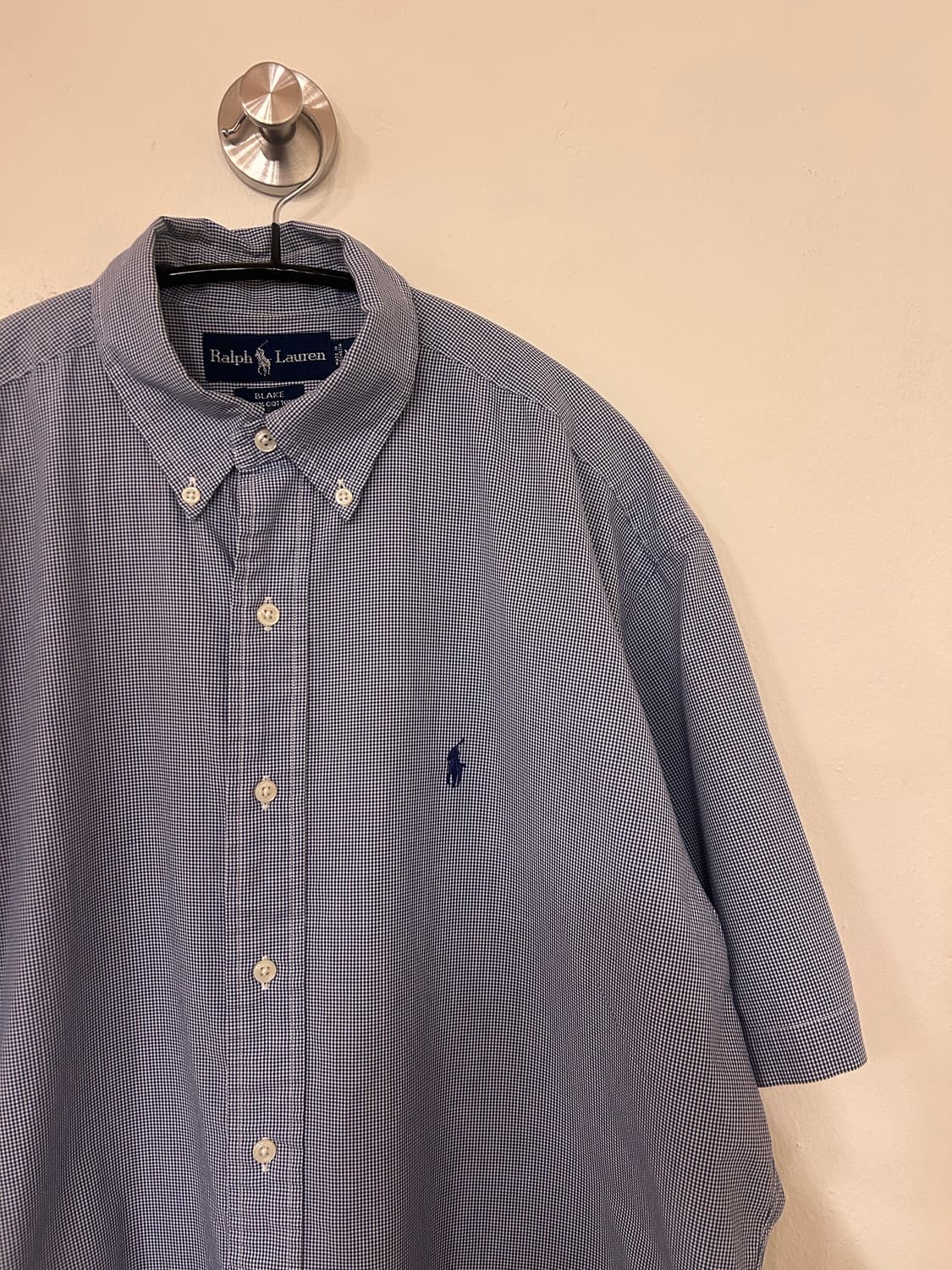 폴로 랄프로렌 네이비 체크 반팔 셔츠 M (실측110) 상품이미지4