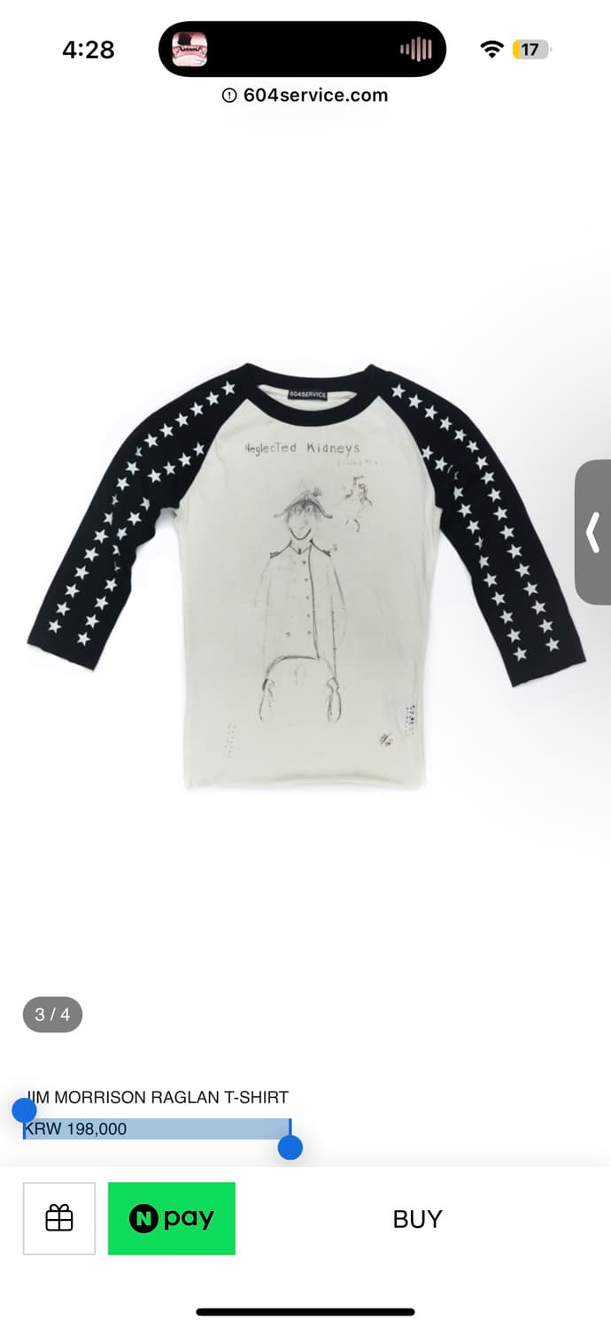 604서비스 JIM MORRISON RAGLAN T-SHIRT  상품이미지2