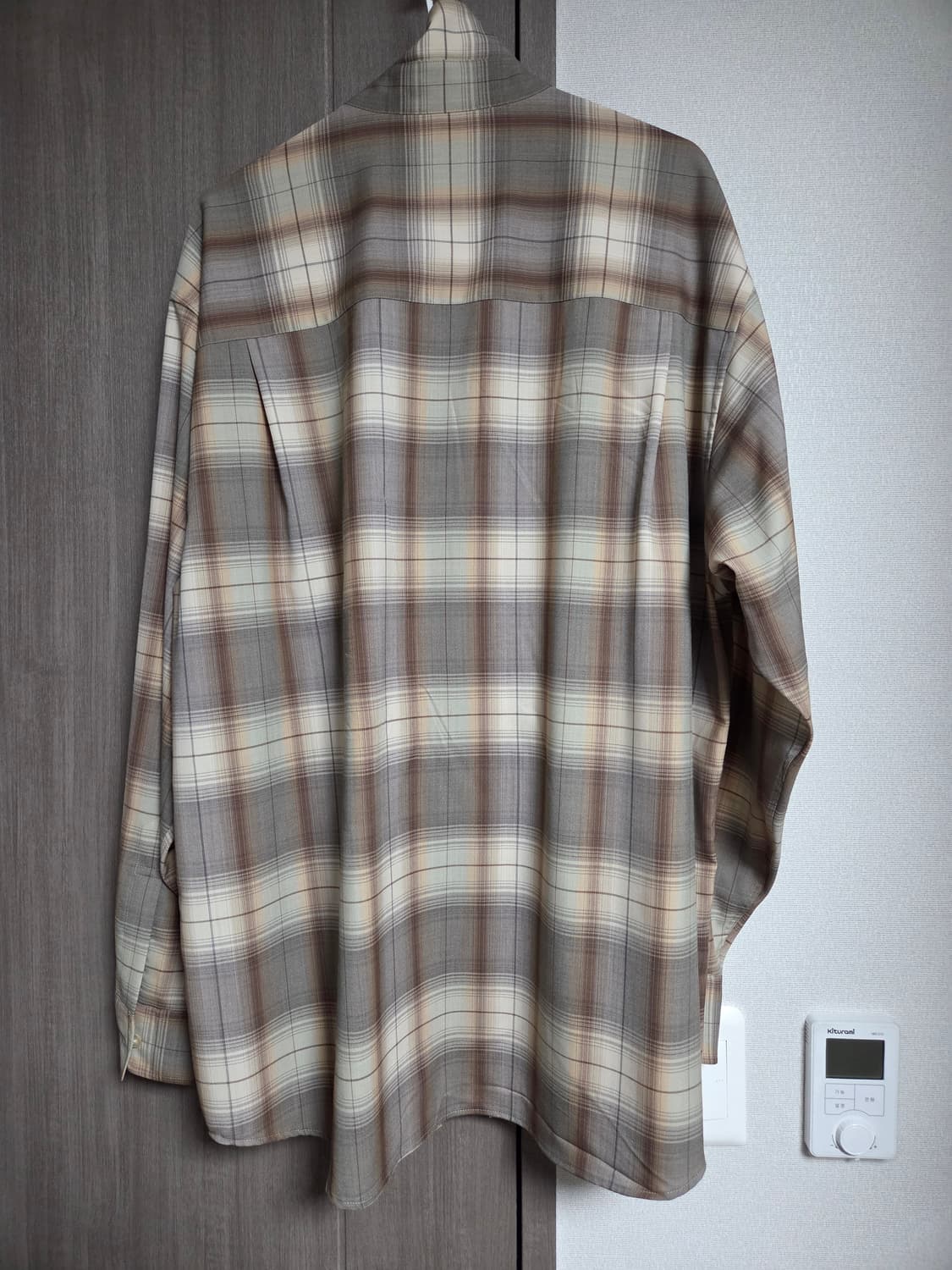 사이즈 5) 오라리 슈퍼 라이트 울 체크 셔츠 25ss 그레이 브라운 상품이미지5