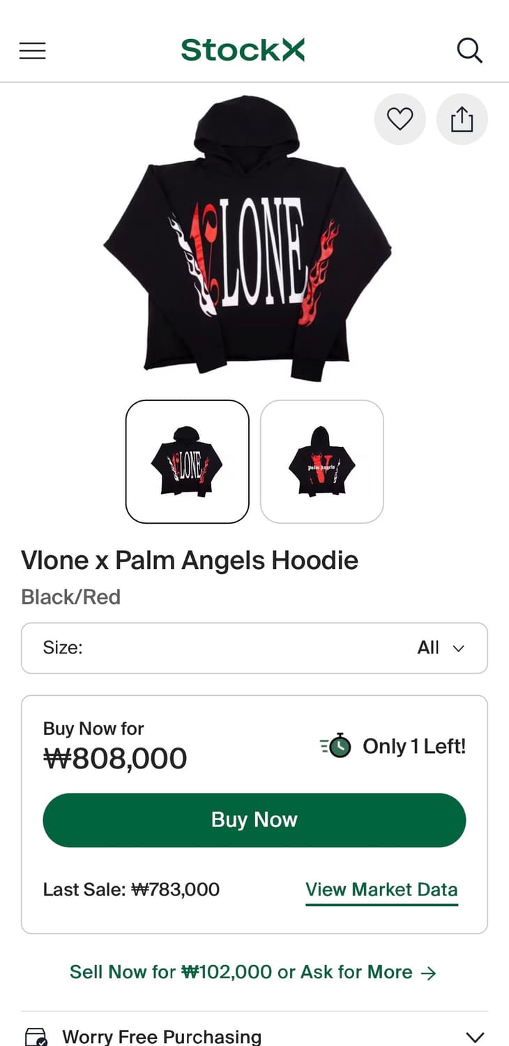 브이론 팜엔젤스 후드티 레드 XL 상품이미지2