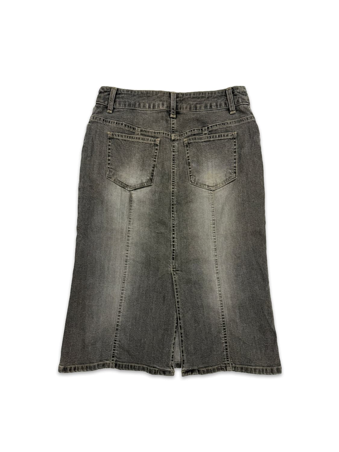빈티지 그레이 데님 벨트디테일 미디 스커트 상품이미지5