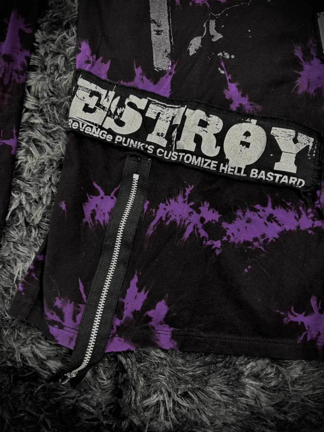 Sexpot Revenge 퍼플 펑키레터링 & 체인 스컬 긴팔 티셔츠 상품이미지8