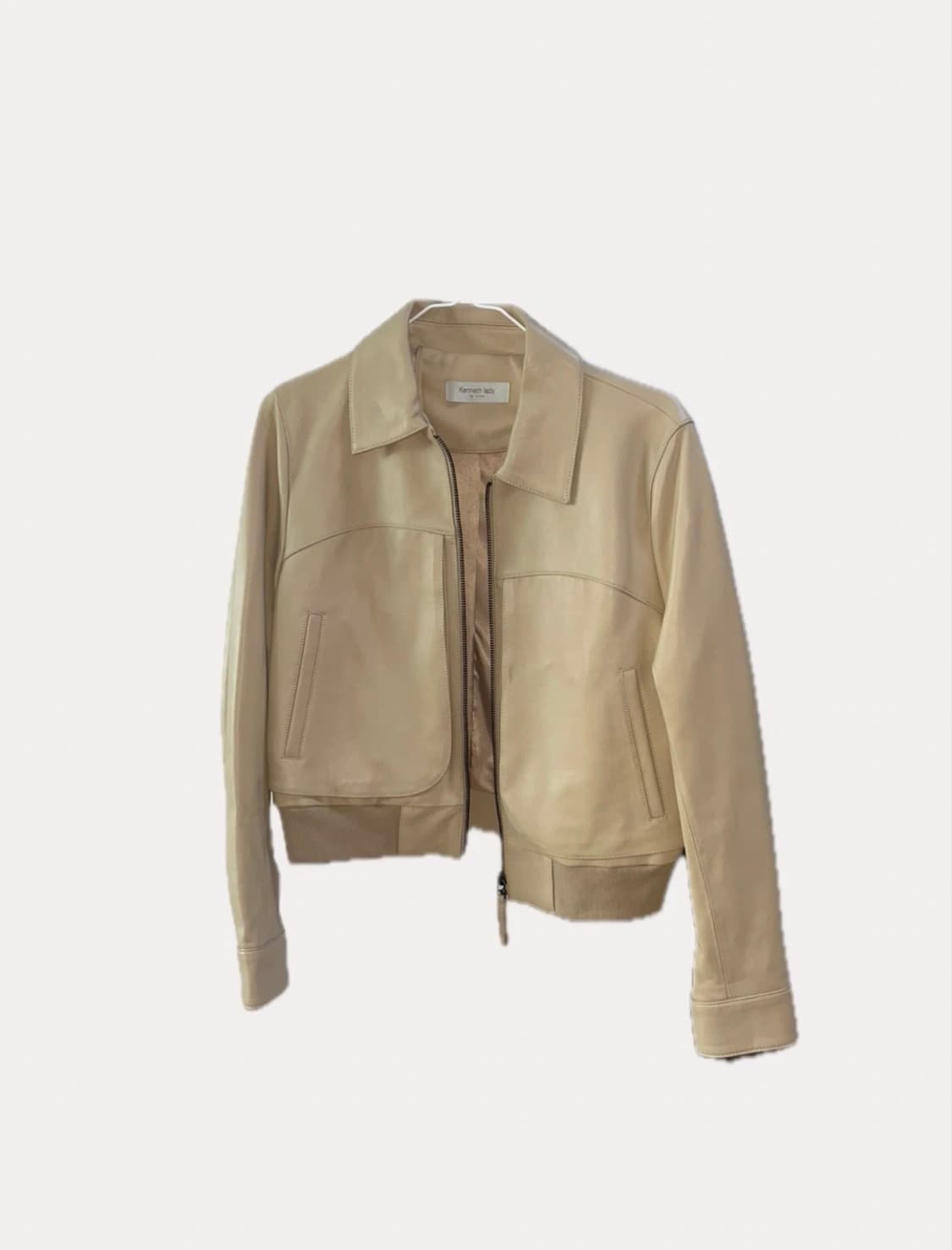 케네스레이디 아이보리 레더 자켓 상품이미지1