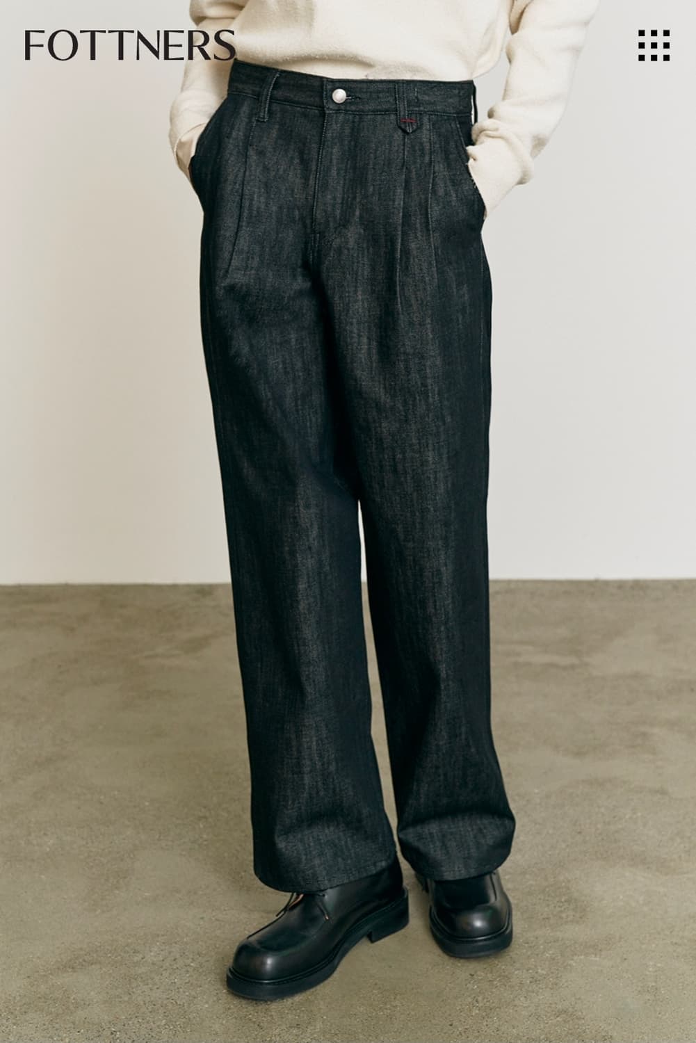 포트너스 투턱 와이드 블랙진 상품이미지2