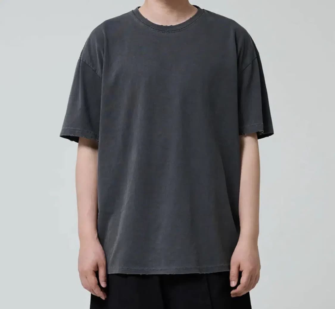 오엑스스튜디오 피그먼트 데미지드 티셔츠 차콜그레이 46 상품이미지1