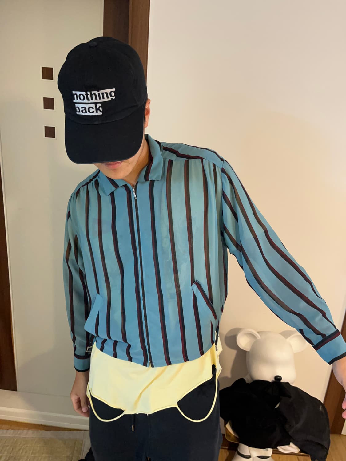 블루 스트라이프 시스루 자켓. 상품이미지5