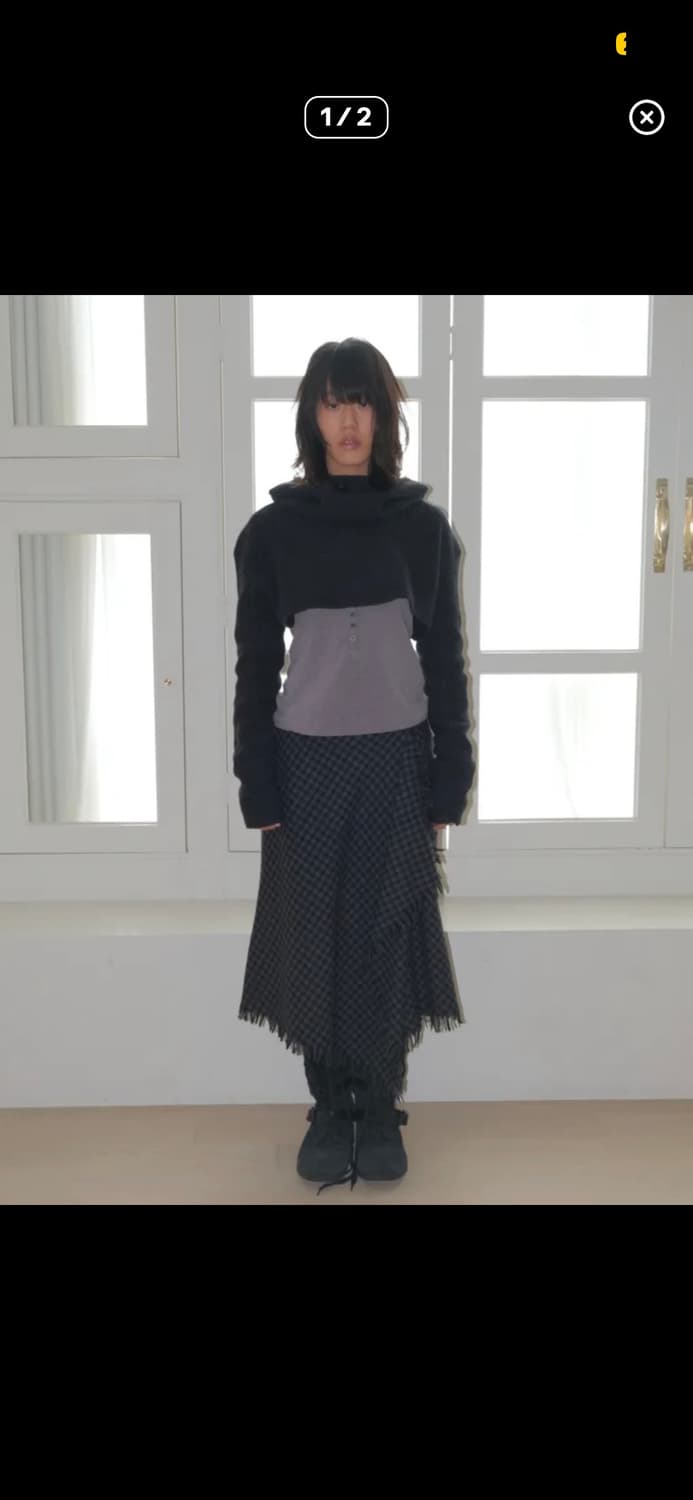 파히섬 텐스댄스 체크 드레이프 스커트 상품이미지2