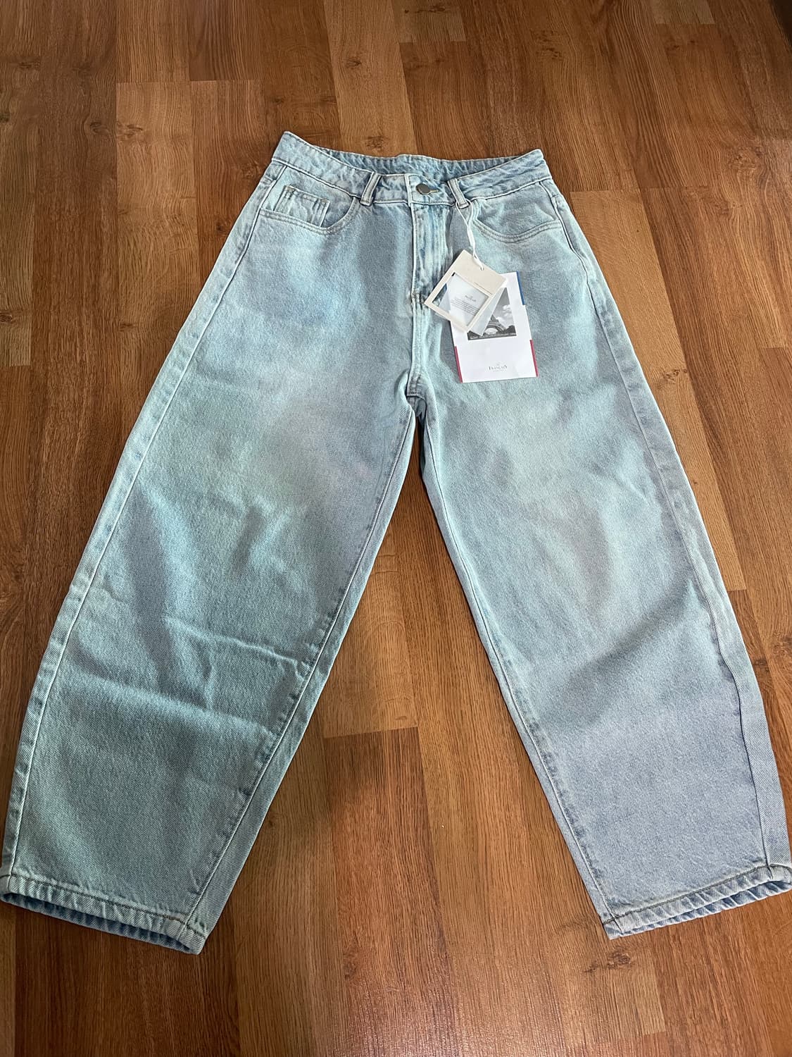 [새상품] 여자 연청 데님 팬츠 여름 바지 배기핏 L사이즈 상품이미지1