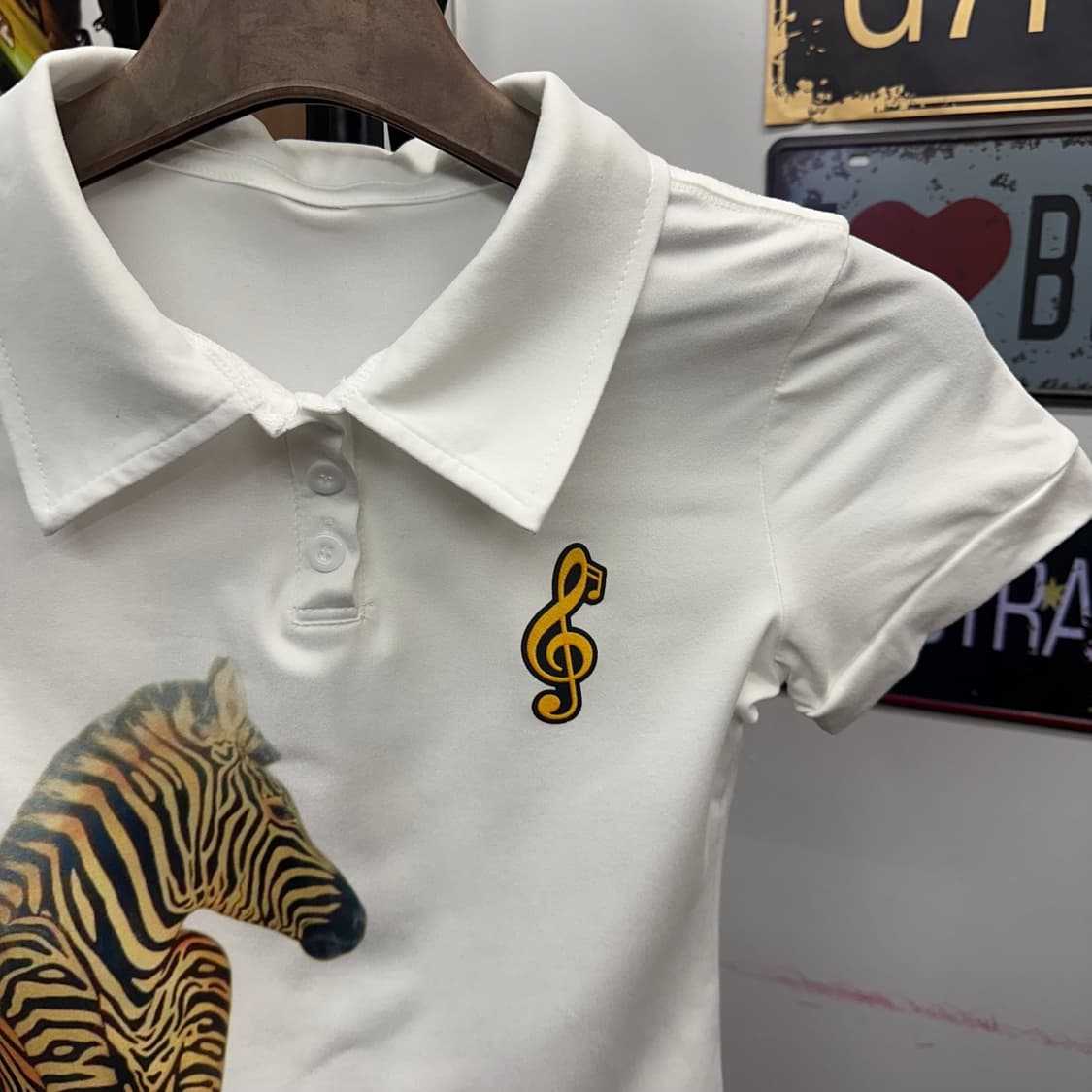 White Zebra Reprint Polo Shirt  상품이미지3