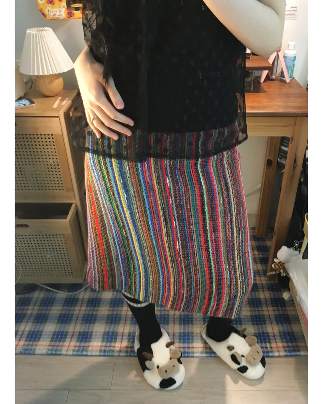 vintage ethnic stripe long skirt multi 상품이미지5