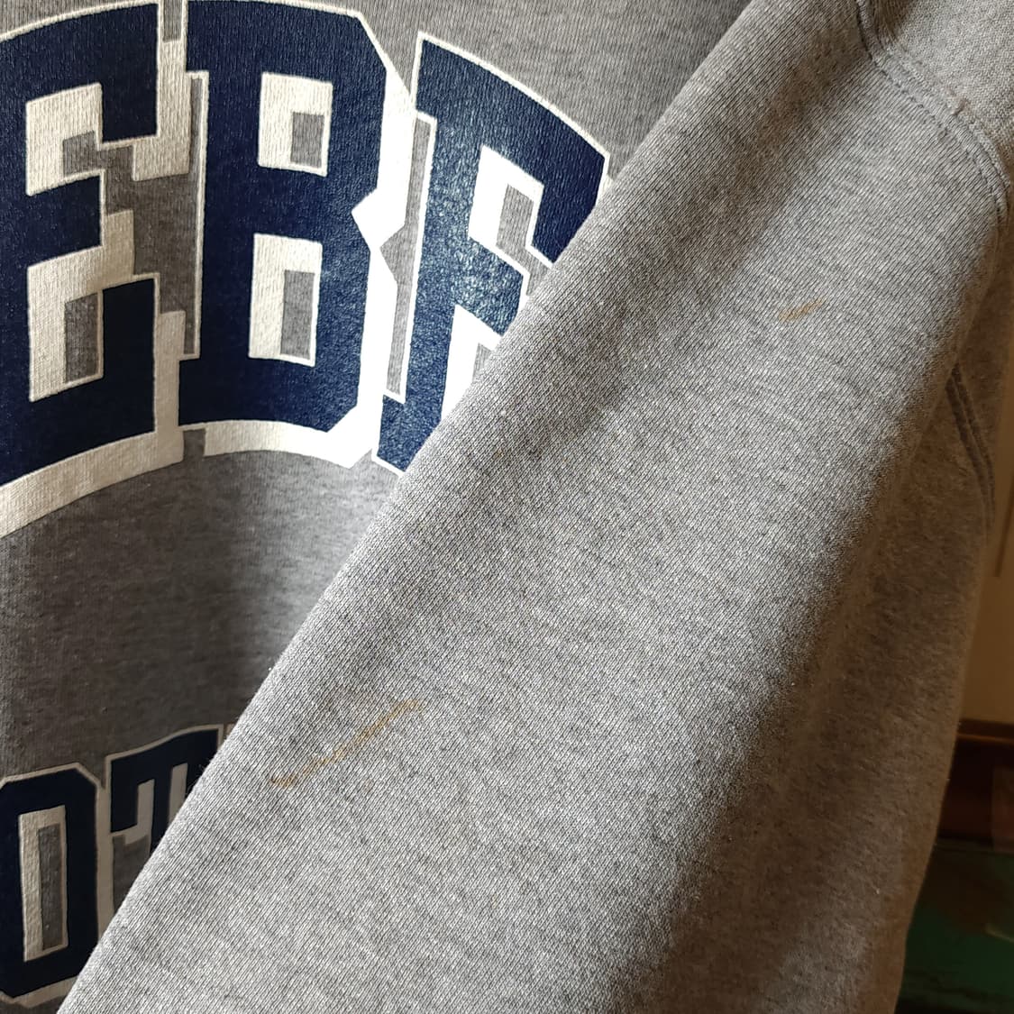 90s 러셀 맨투맨 스웻셔츠 레벨 풋볼 빈티지 레터링 그레이 상품이미지10