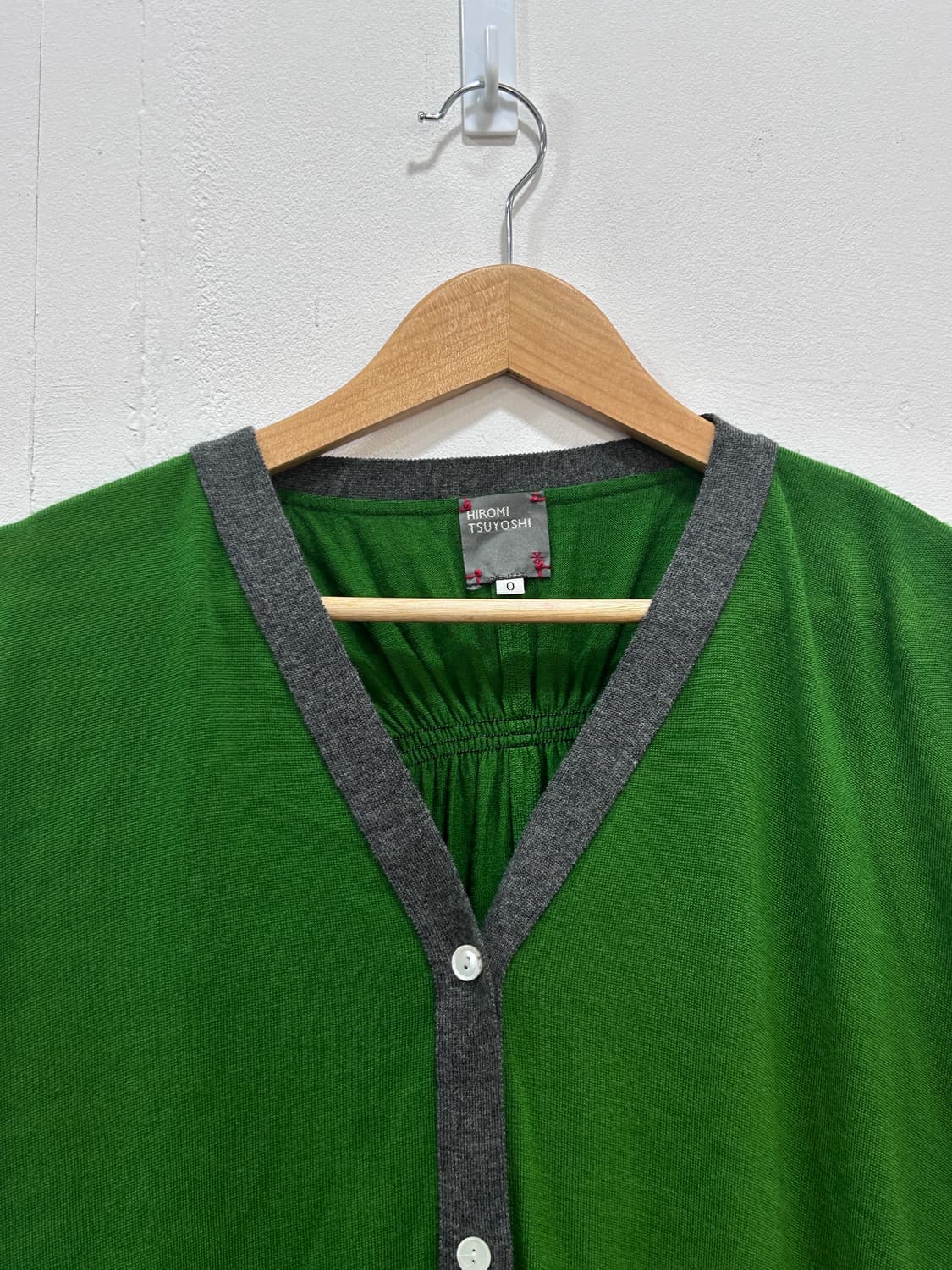 HIROMI TSUYOSHI 울 100% 그린 롱 가디건 상품이미지2