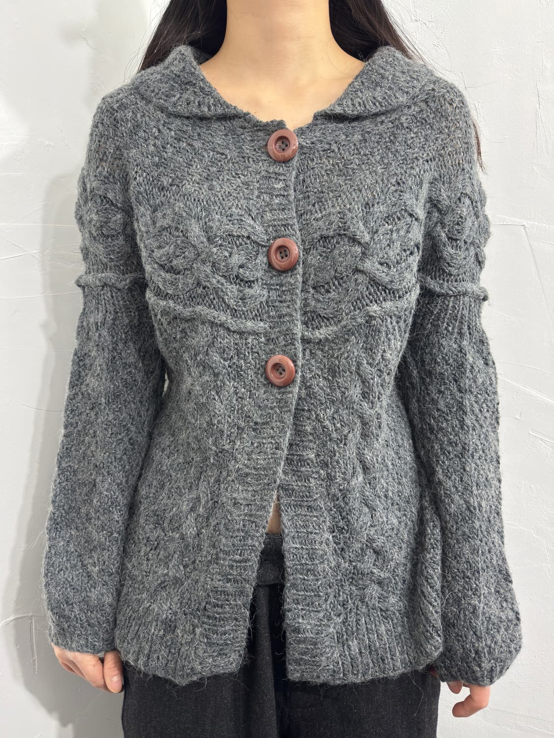 as know as gray button knit cardigan 상품이미지1