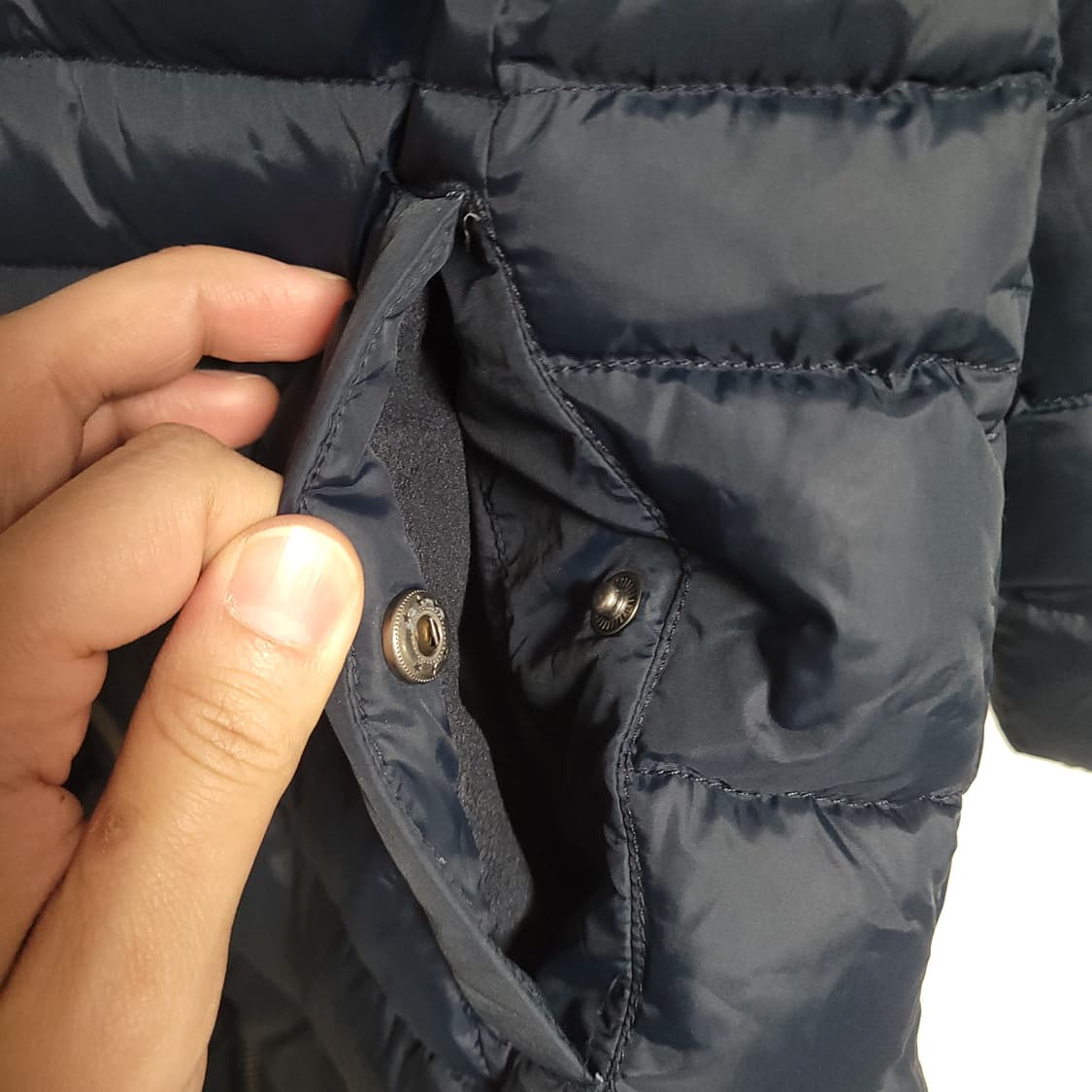 (M) 타미힐피커 데님 후드 롱 패딩 네이비 상품이미지4