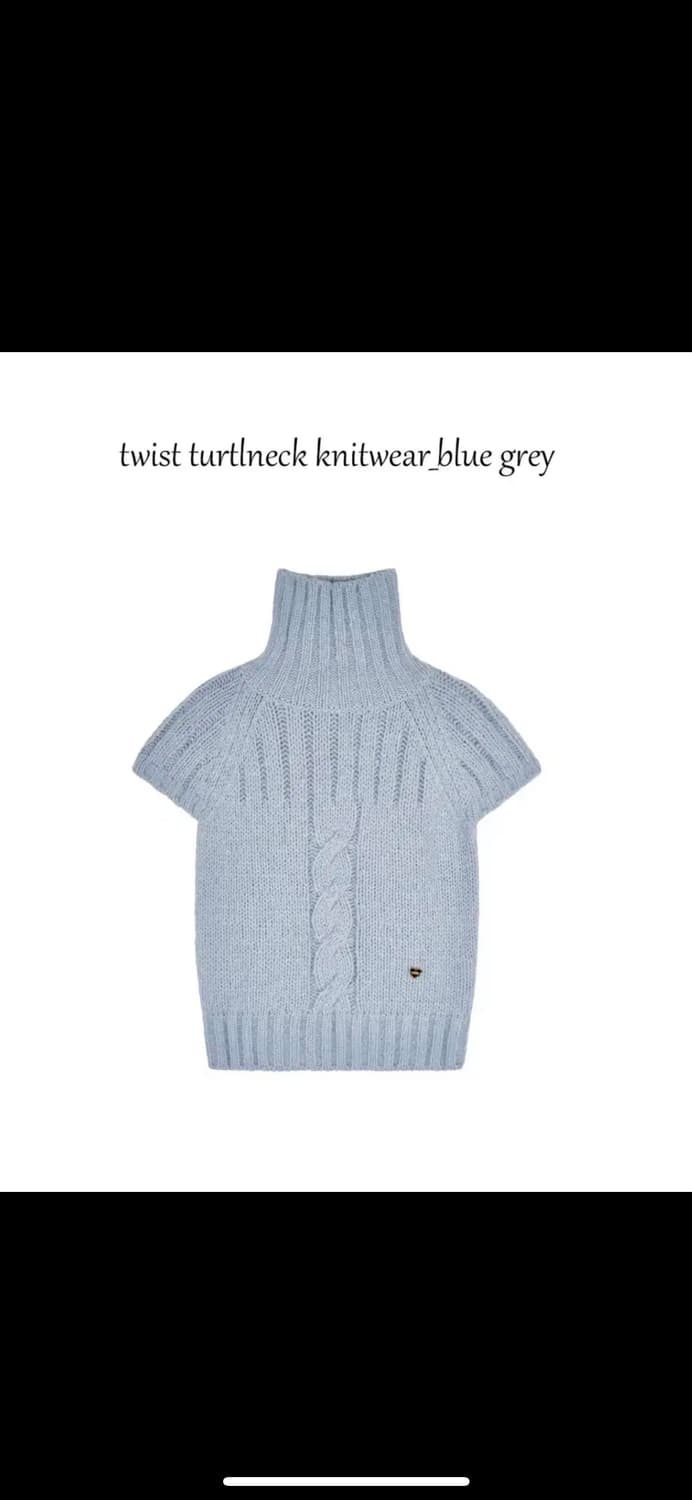 어렌 트위스트 터틀넥 니트 블루 그레이 상품이미지1
