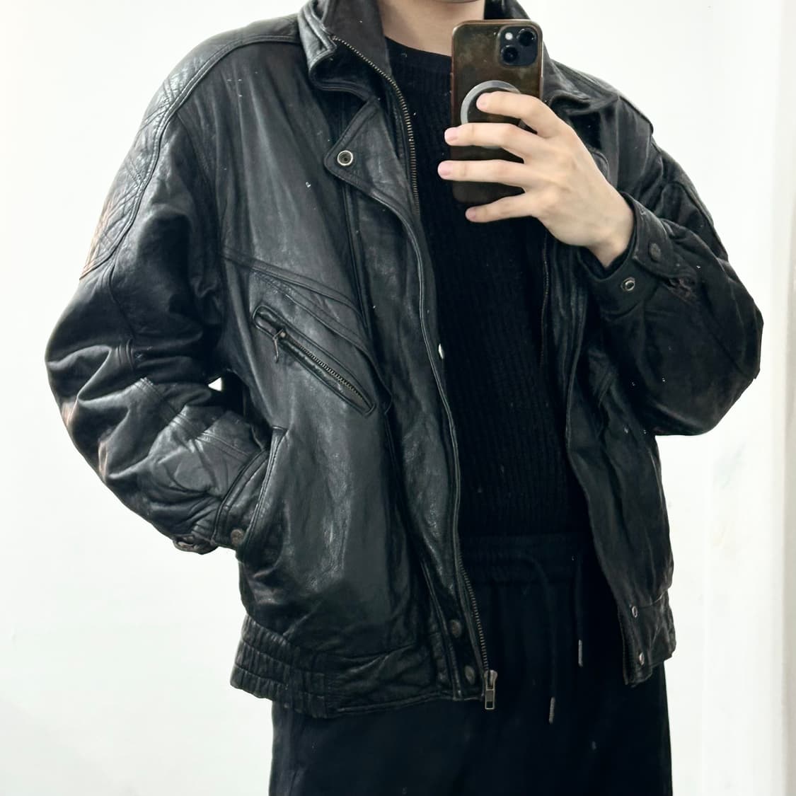 DAEDUCK 90s 양가죽 레이어드 봄버 자켓 상품이미지3