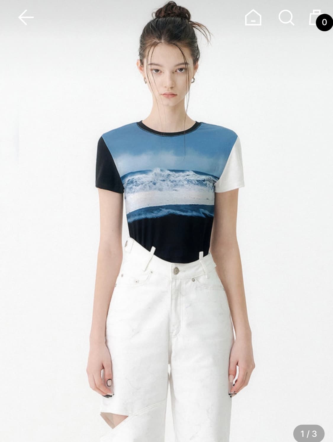 yuse SLIM JERSEY PRINT SHORT SLEEVE LINE 상품이미지1