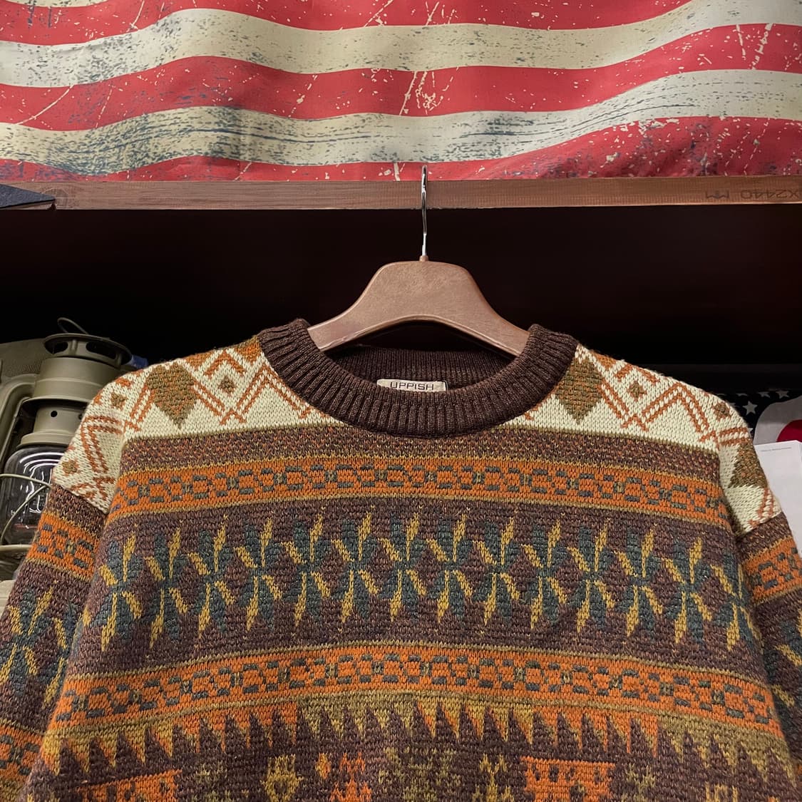 90s JPN 빈티지 SANYO 노르딕 패턴 울 니트 스웨터 상품이미지3