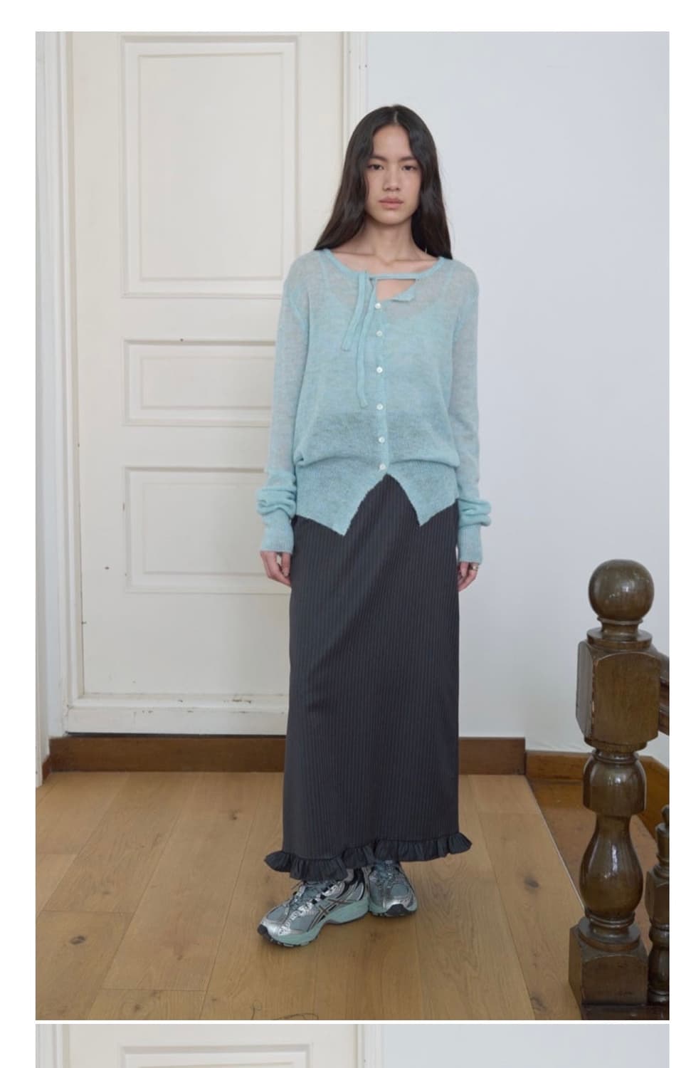 마조네 프릴 롱 스커트 (차콜블루) m사이즈 상품이미지1