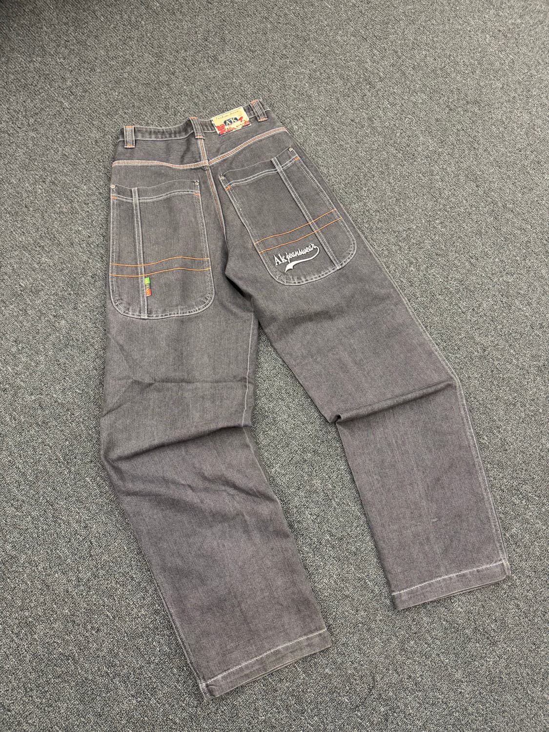 M) AK.JEANS 빈티지 올드스쿨 포켓자수 흑청 힙합팬츠 상품이미지4