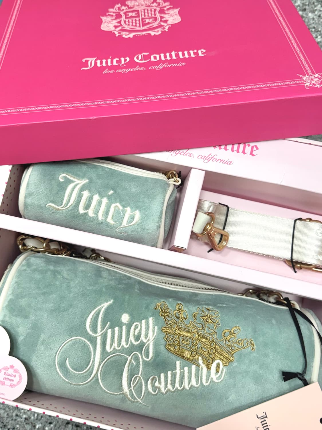 쥬시꾸뛰르 배럴백/하늘색 희귀매물/2way/챰•스트랩 포함 상품이미지1