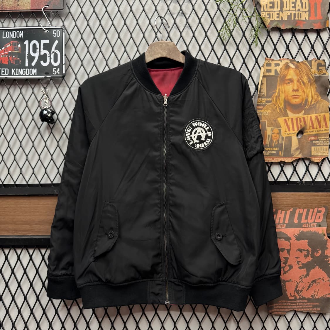 JPN VINTAGE 리버시블 스카쟌 봄버 자켓 레드 블랙 상품이미지3