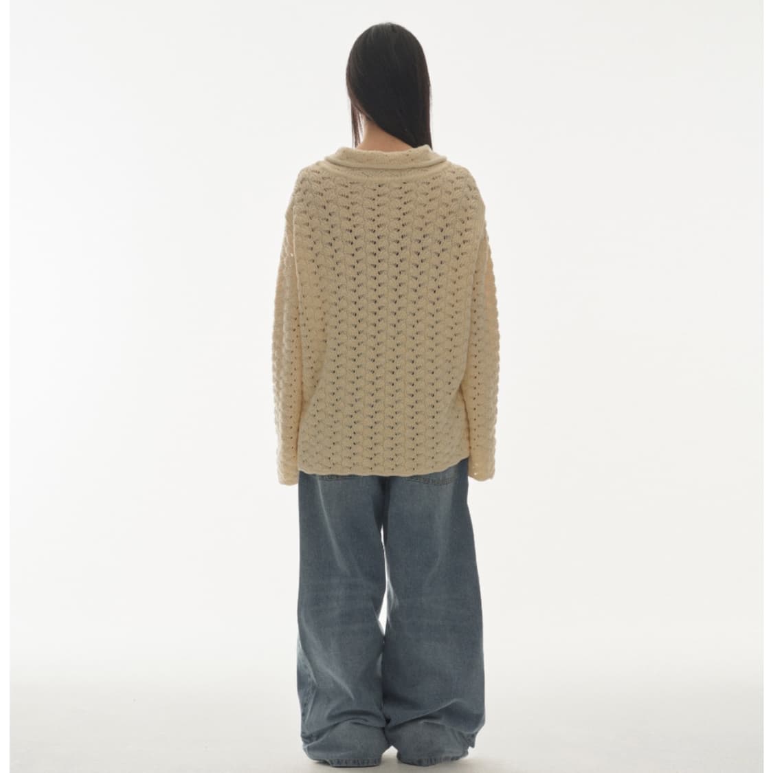 코이세이오 웨이브 니트 가디건 아이보리 상품이미지4