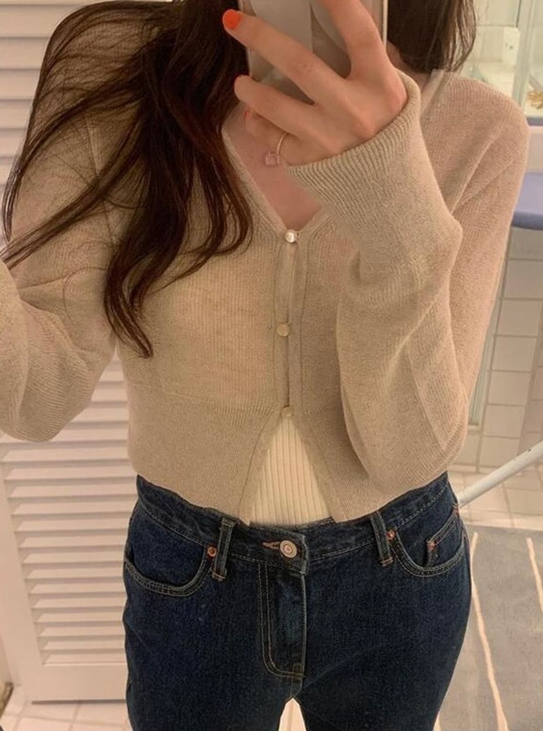 미뉴에트제작 린넨가디건 베이지 상품이미지1