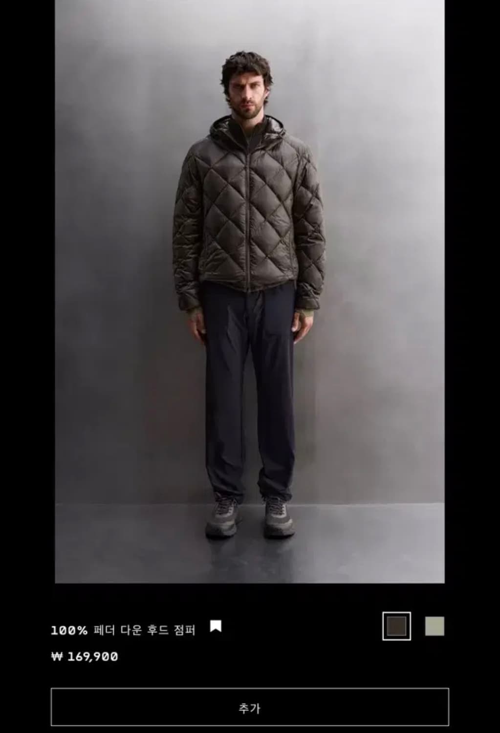 [XL]자라 에슬레틱 페더 다운 후드 점퍼 브라운 로아맛 상품이미지2