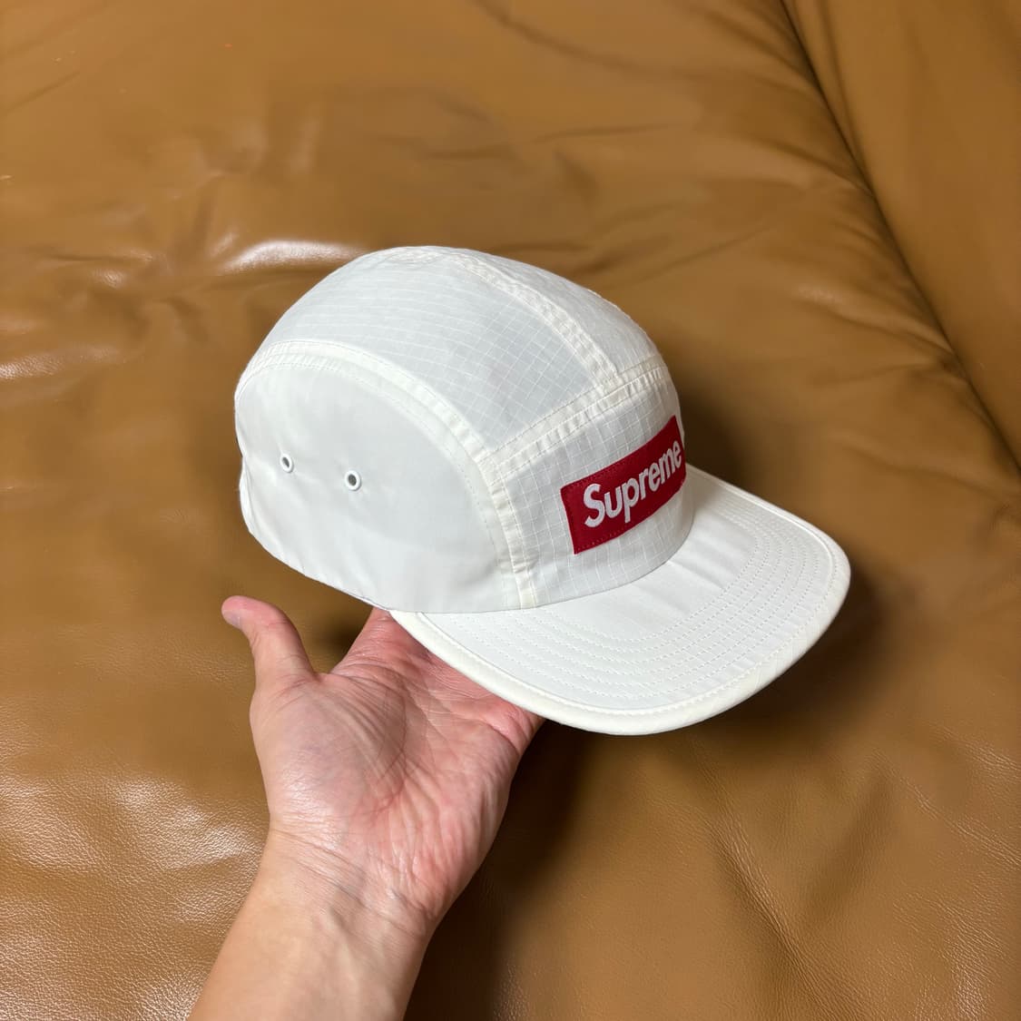 Supreme 슈프림 화이트 립스탑 레드 박스로고 캠프캡 모자 상품이미지3