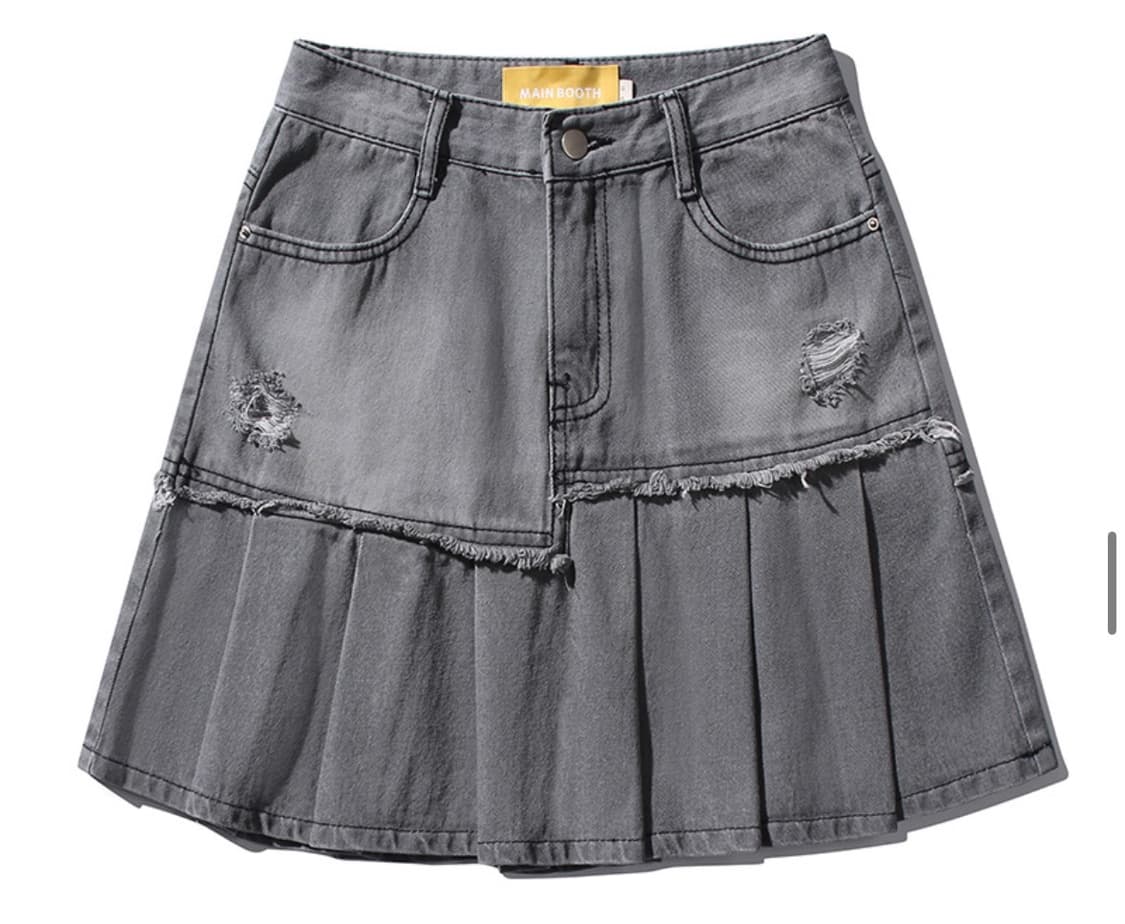 메인부스 Damage Denim Skirt(GRAY) 상품이미지1
