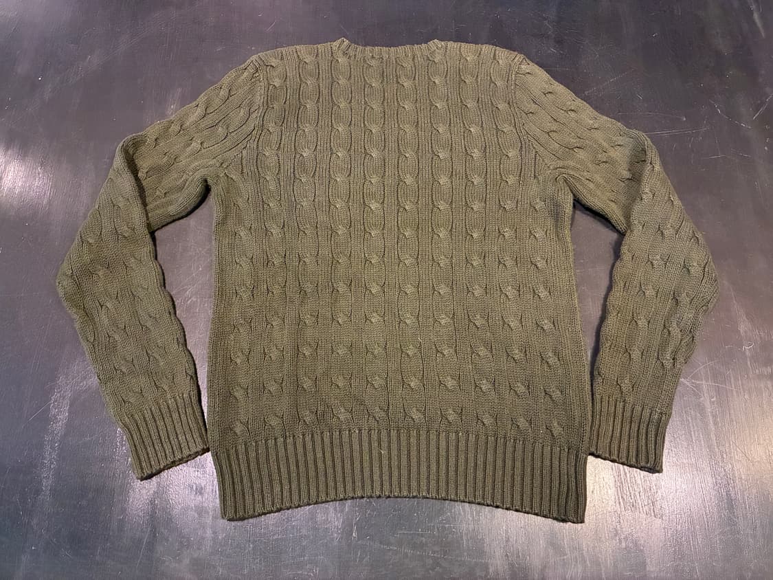 M) 폴로 케이블 꽈배기 니트 코튼 스웨터 올리브 상품이미지5