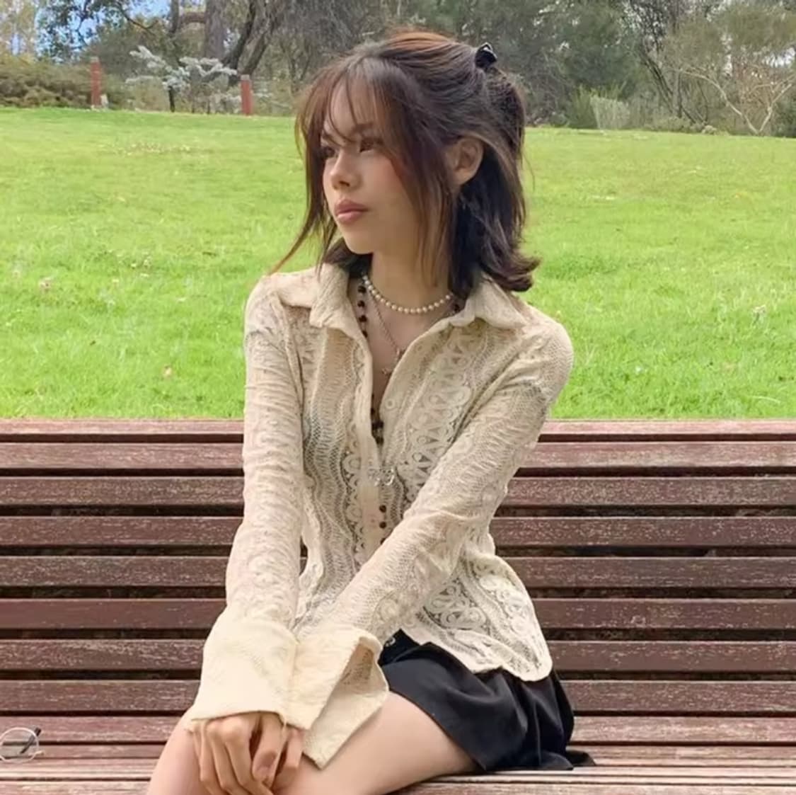 유튜버 짜잔씨 착용 레이스셔츠 오리엔탈 오네갸루 페어리 빈티지 상품이미지4