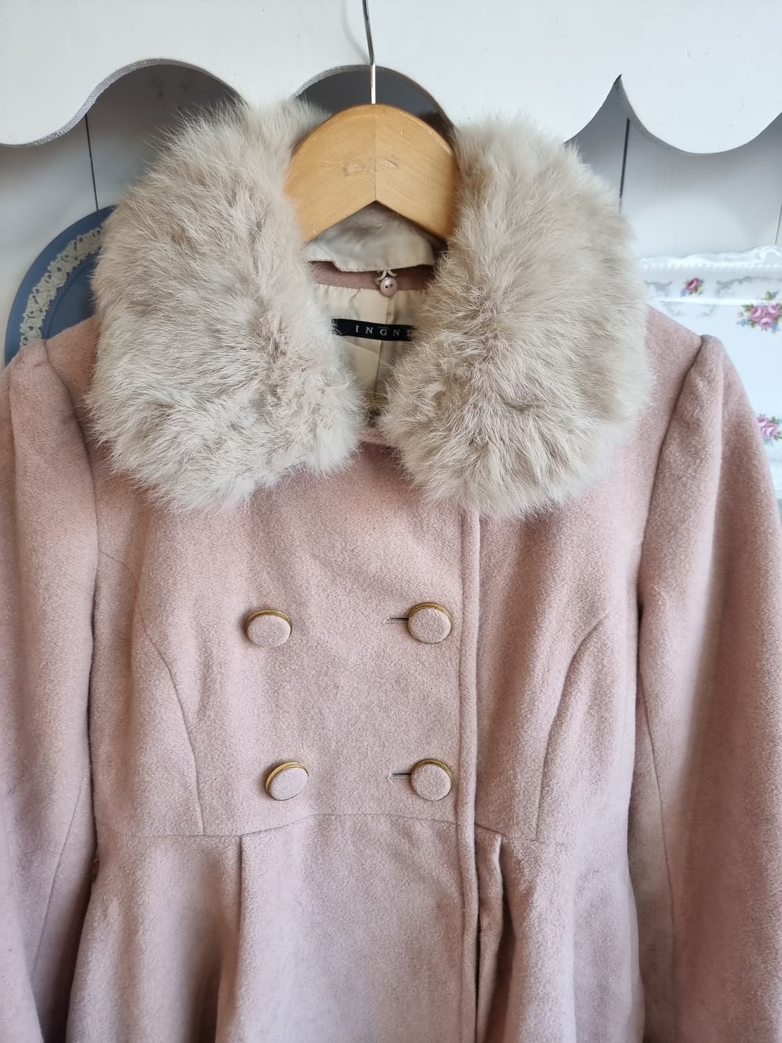 핑크 퍼 카라 플레어 코트 상품이미지4