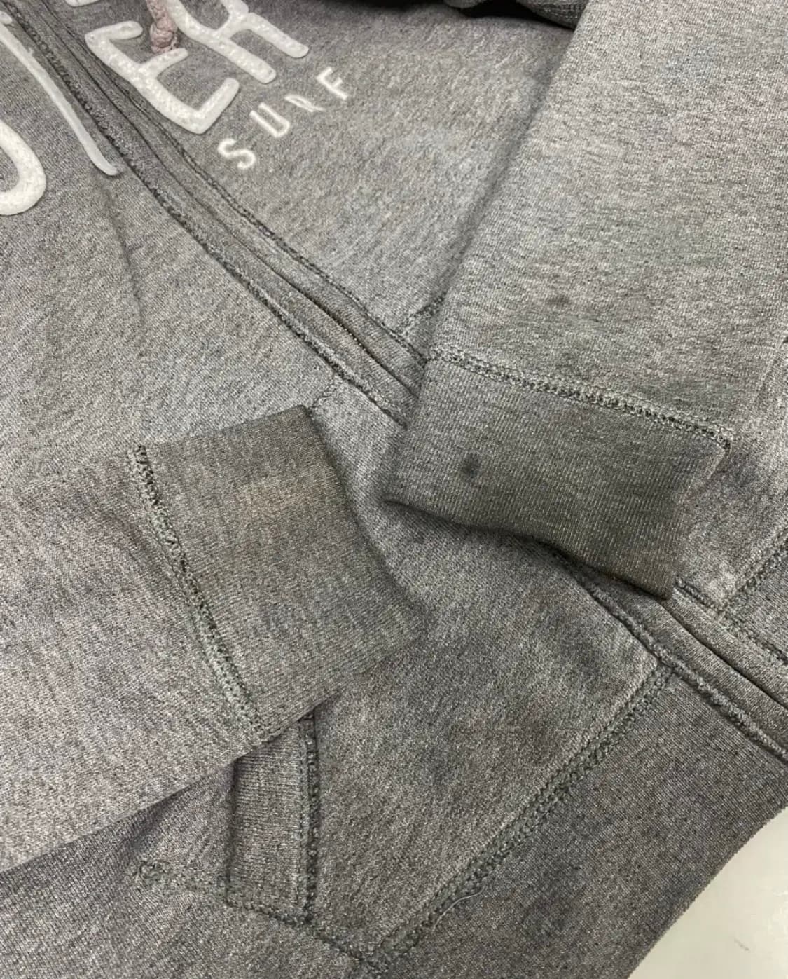 홀리스터 로고 그레이 기모 후드집업 M 상품이미지6