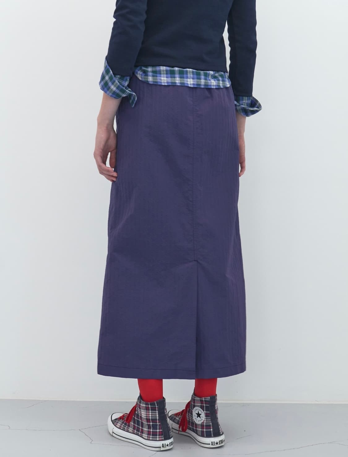 엔조블루스 그리드 패널 롱 스커트 (Purple) 상품이미지3