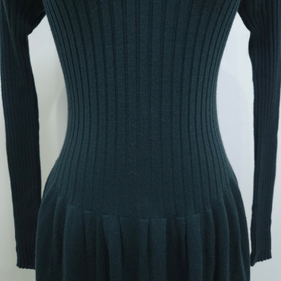 유니클로 울 100 딥그린 골지 슬림핏 니트 롱 원피스 일본빈티지 상품이미지6