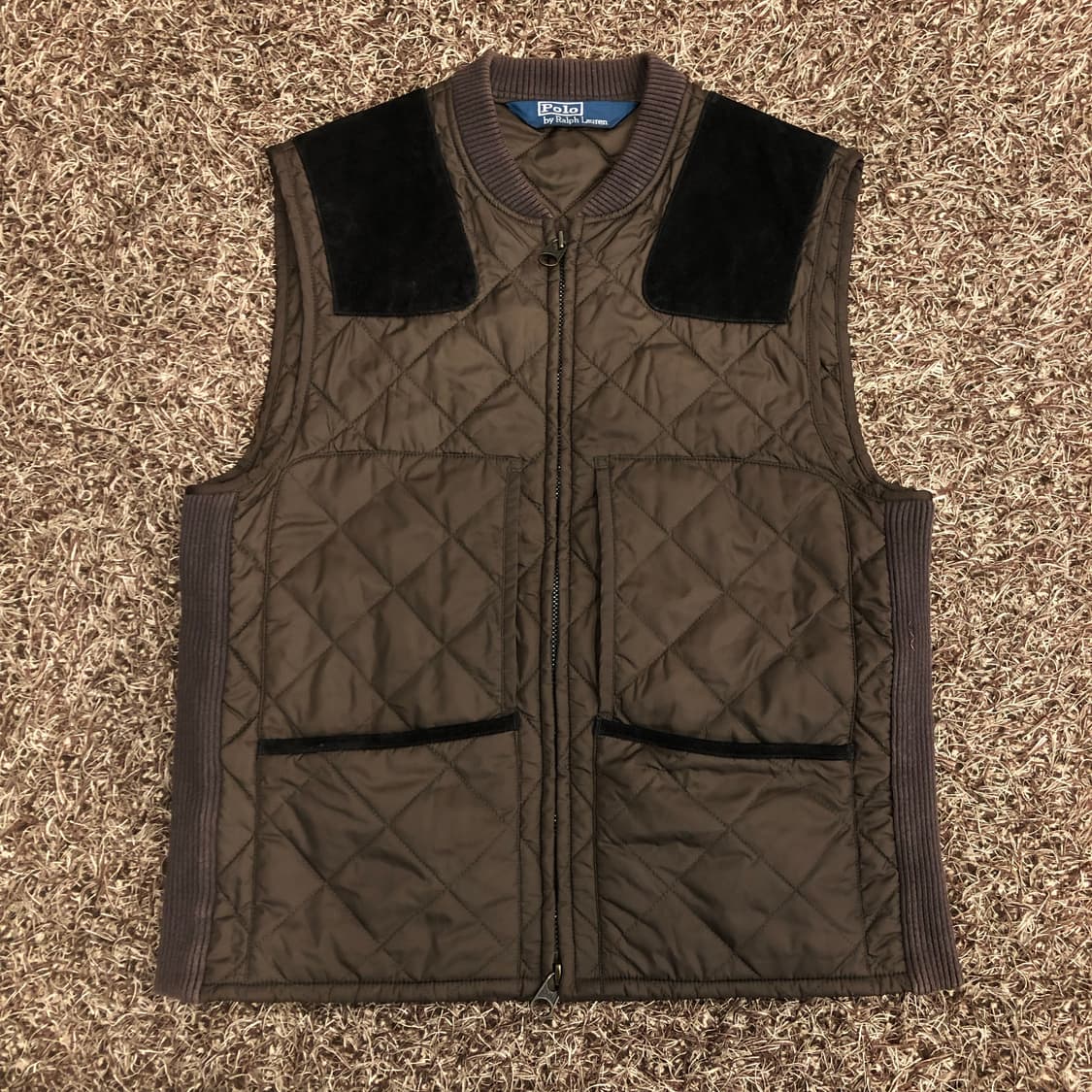 폴로 랄프로렌 소가죽 스웨이드 패치 투웨이 퀄팅 조끼 베스트 상품이미지3