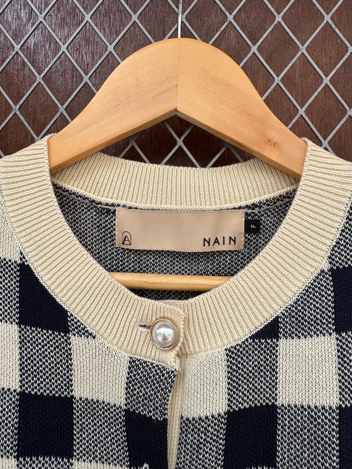 나인 아뜰리에나인 도로시 썸머 깅엄 체크 반팔 크롭 가디건 니트 F 상품이미지9