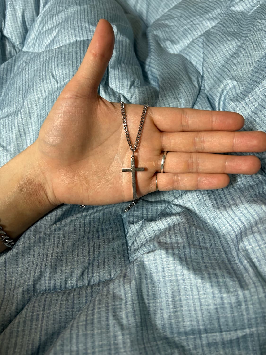 십자가 사각 바 성모마리아 팬던트 써지컬 스틸 실버 목걸이  상품이미지3