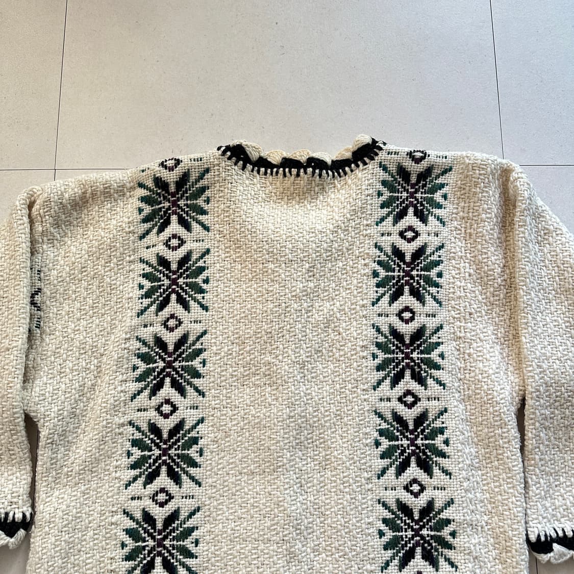 90s 에콰도르 핸드메이드 빈티지 에스닉 아즈텍 울 가디건 상품이미지8